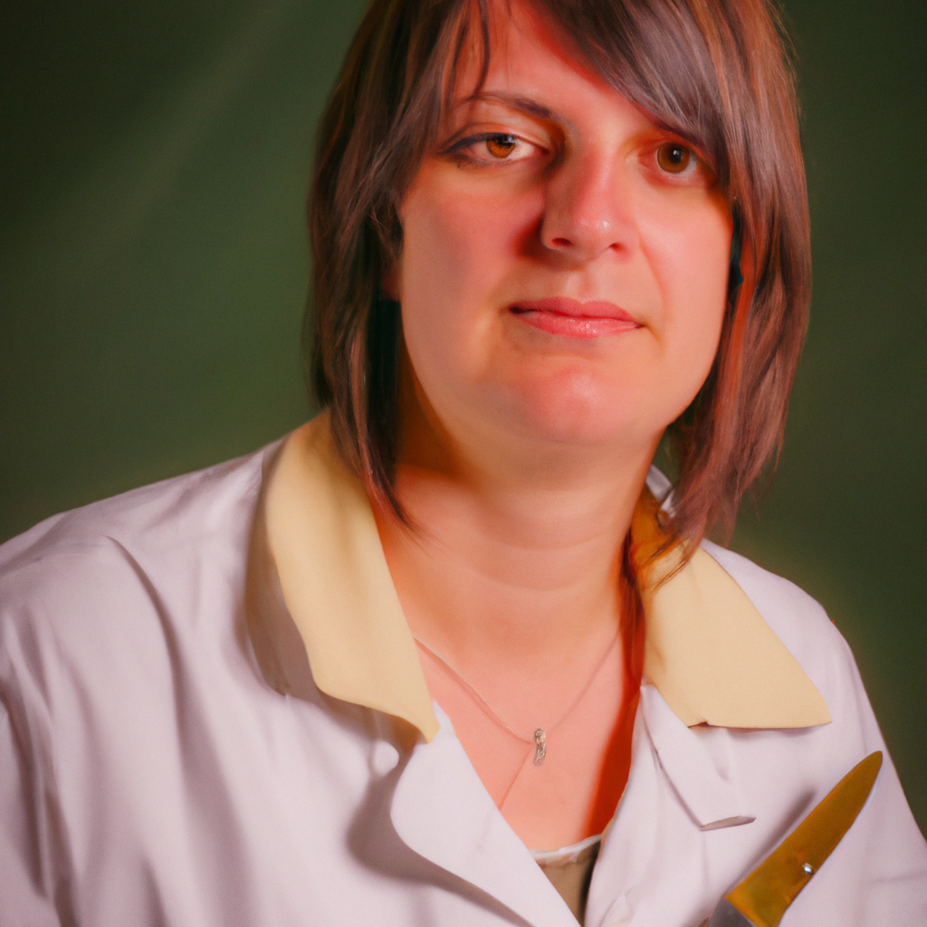 Portrait d’Elise, artisane fromagère, en studio, outils et tablier